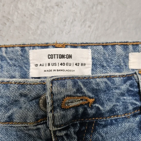 Cotton-On Sz 8 Denim Micro Mini Recycled Cotton Pocket Skirt Preppy Y2K Style . - Picture 2 of 7